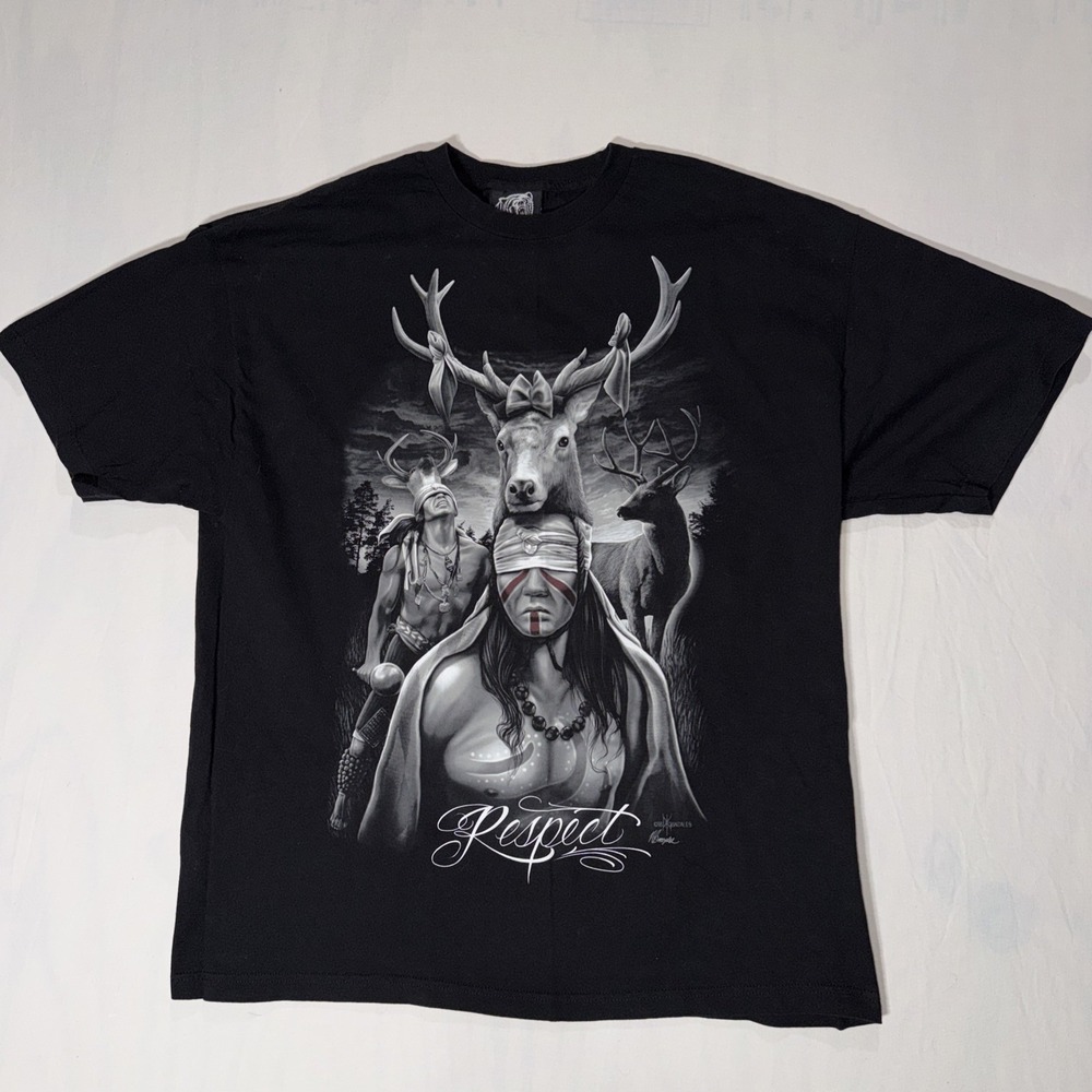 David Gonzales Art DGA Respect Native American Indian  Mens T Tee Shirt XXL